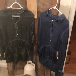 BOGO Free....high/low ruffled bottom button shirts